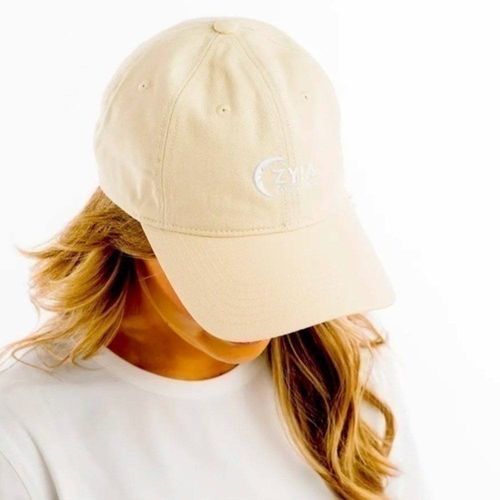 ZYIA Active 100% cotton embroidered logo ball cap hat. One size. Adjustable fit.